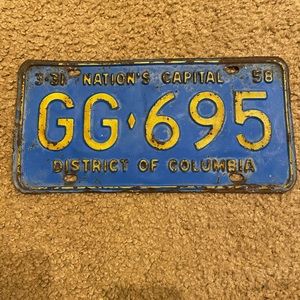 Vintage 1958 license plate